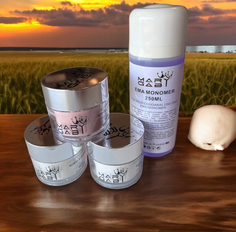 Polvos acrílicos y monomero Mary Gaby Products